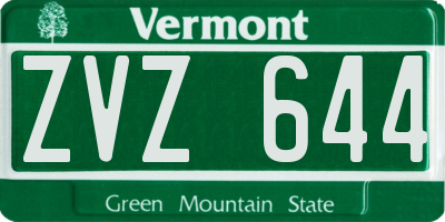 VT license plate ZVZ644