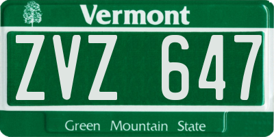 VT license plate ZVZ647