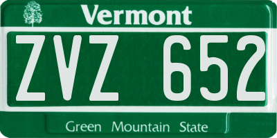 VT license plate ZVZ652