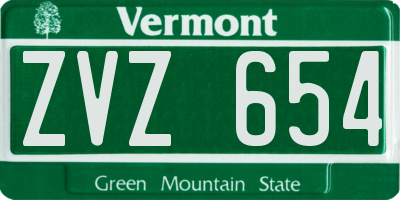 VT license plate ZVZ654