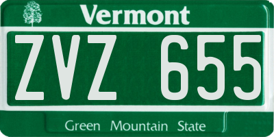 VT license plate ZVZ655
