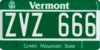VT license plate ZVZ666