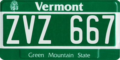 VT license plate ZVZ667
