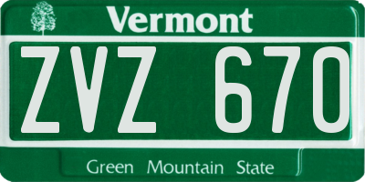 VT license plate ZVZ670