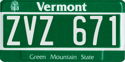 VT license plate ZVZ671