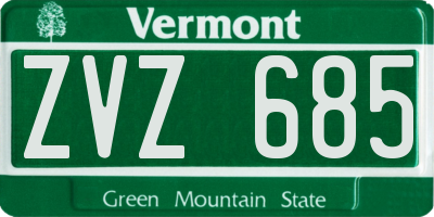 VT license plate ZVZ685