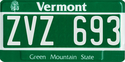 VT license plate ZVZ693