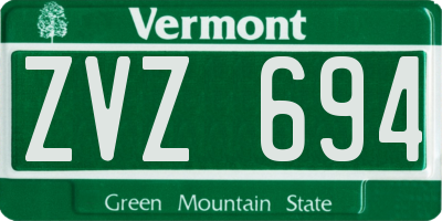 VT license plate ZVZ694