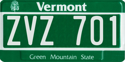 VT license plate ZVZ701