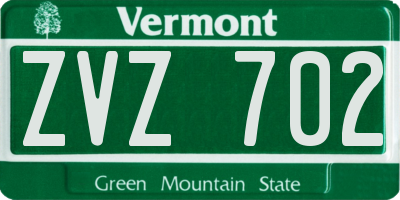 VT license plate ZVZ702