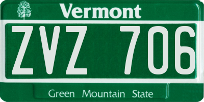 VT license plate ZVZ706