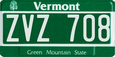 VT license plate ZVZ708