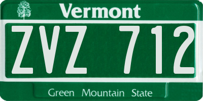 VT license plate ZVZ712