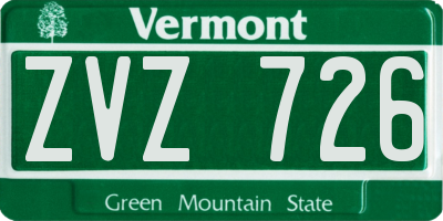 VT license plate ZVZ726