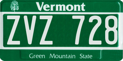 VT license plate ZVZ728
