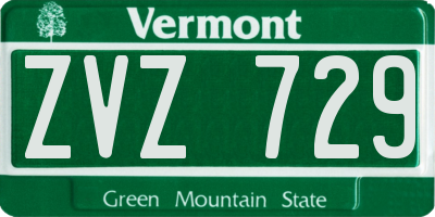 VT license plate ZVZ729