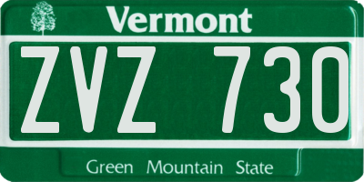 VT license plate ZVZ730