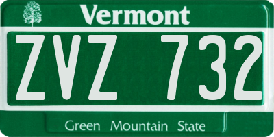 VT license plate ZVZ732