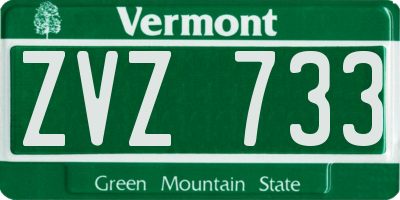 VT license plate ZVZ733