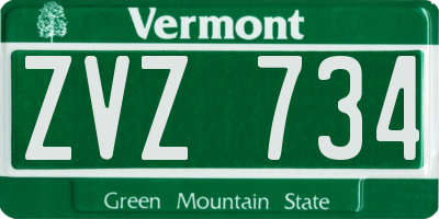 VT license plate ZVZ734