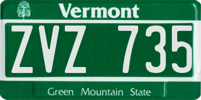 VT license plate ZVZ735