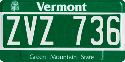 VT license plate ZVZ736