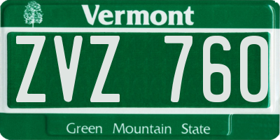 VT license plate ZVZ760