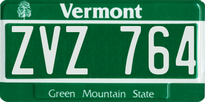 VT license plate ZVZ764