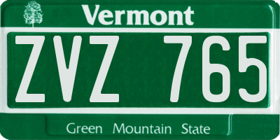 VT license plate ZVZ765