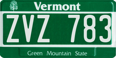 VT license plate ZVZ783