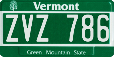 VT license plate ZVZ786