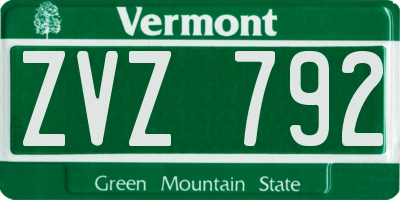 VT license plate ZVZ792