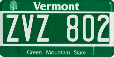 VT license plate ZVZ802