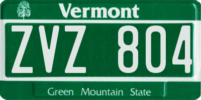 VT license plate ZVZ804