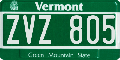VT license plate ZVZ805