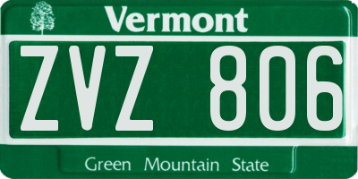 VT license plate ZVZ806