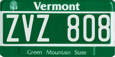 VT license plate ZVZ808