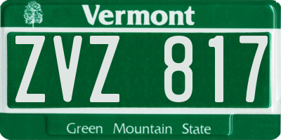 VT license plate ZVZ817