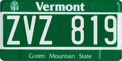 VT license plate ZVZ819