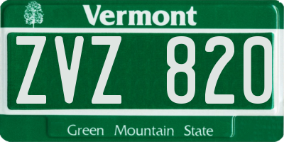 VT license plate ZVZ820