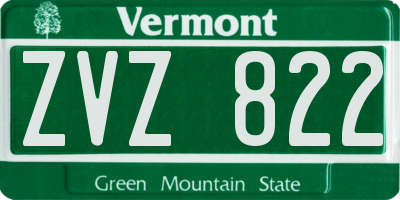 VT license plate ZVZ822