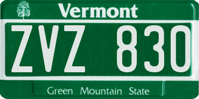 VT license plate ZVZ830
