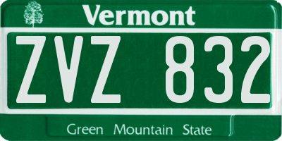 VT license plate ZVZ832
