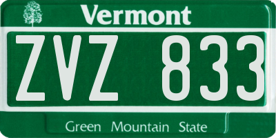 VT license plate ZVZ833