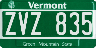 VT license plate ZVZ835