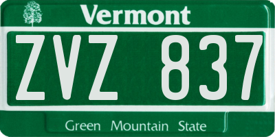 VT license plate ZVZ837
