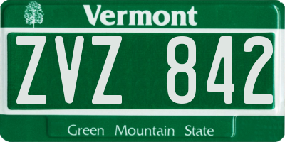 VT license plate ZVZ842