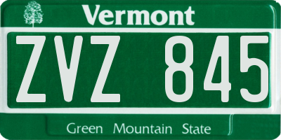 VT license plate ZVZ845