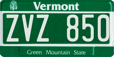 VT license plate ZVZ850