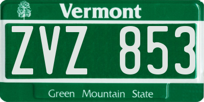 VT license plate ZVZ853